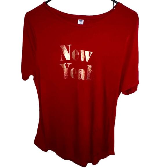 Old Navy Tops - Old Navy Women’s Graphic T-Shirt Womens Red Short Sleeve “New Yeah” New Years M